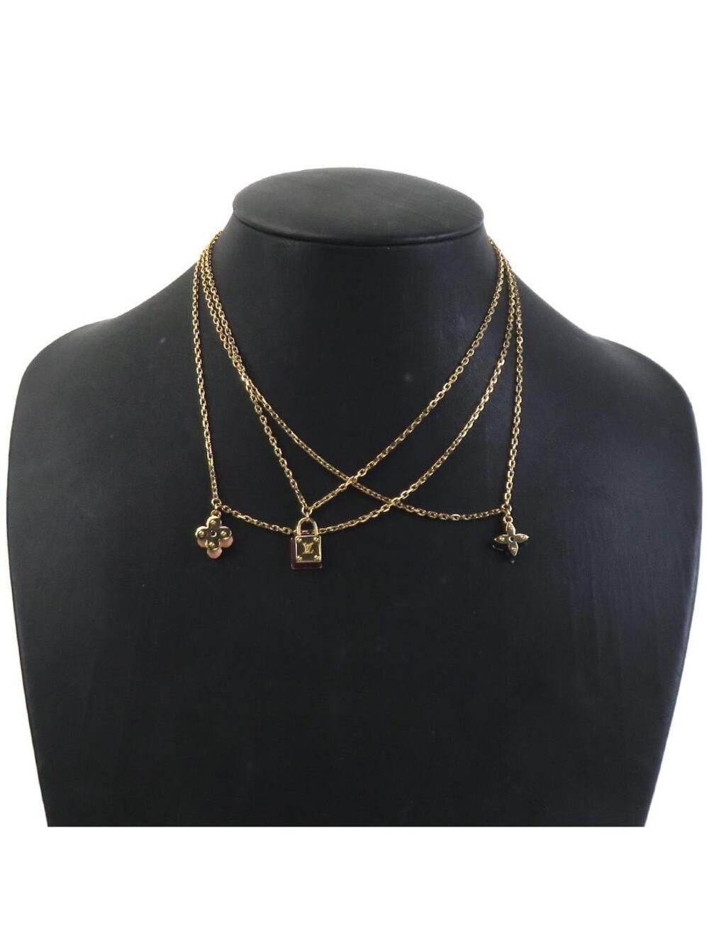 Auth Louis Vuitton Necklace Gold Metal #378076L42B
